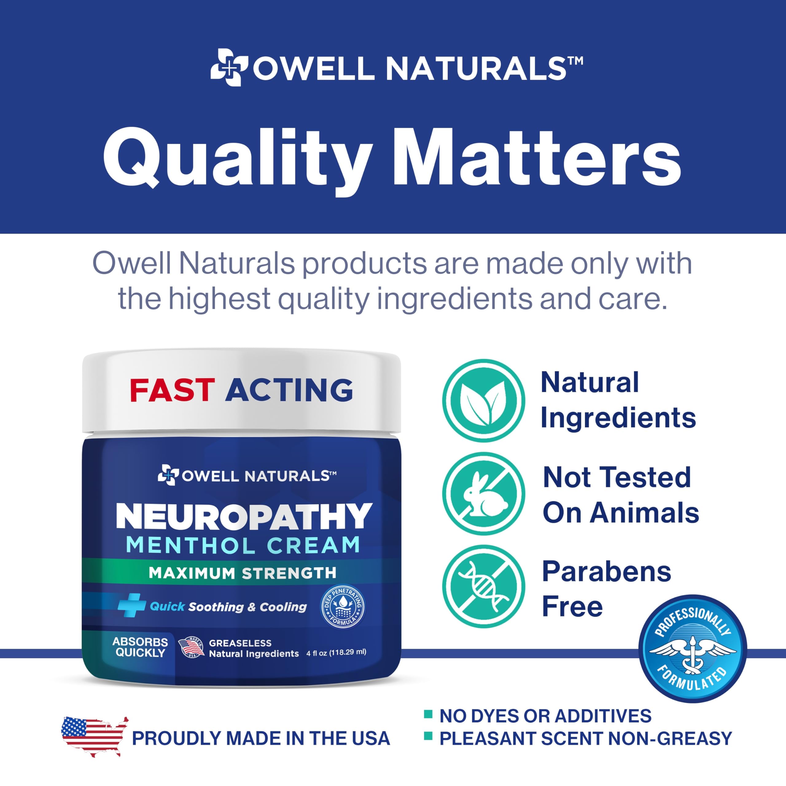 Owell Naturals Crema Neuropatía, uso nocturno, ayuda a relajarte para dormir mejor.
