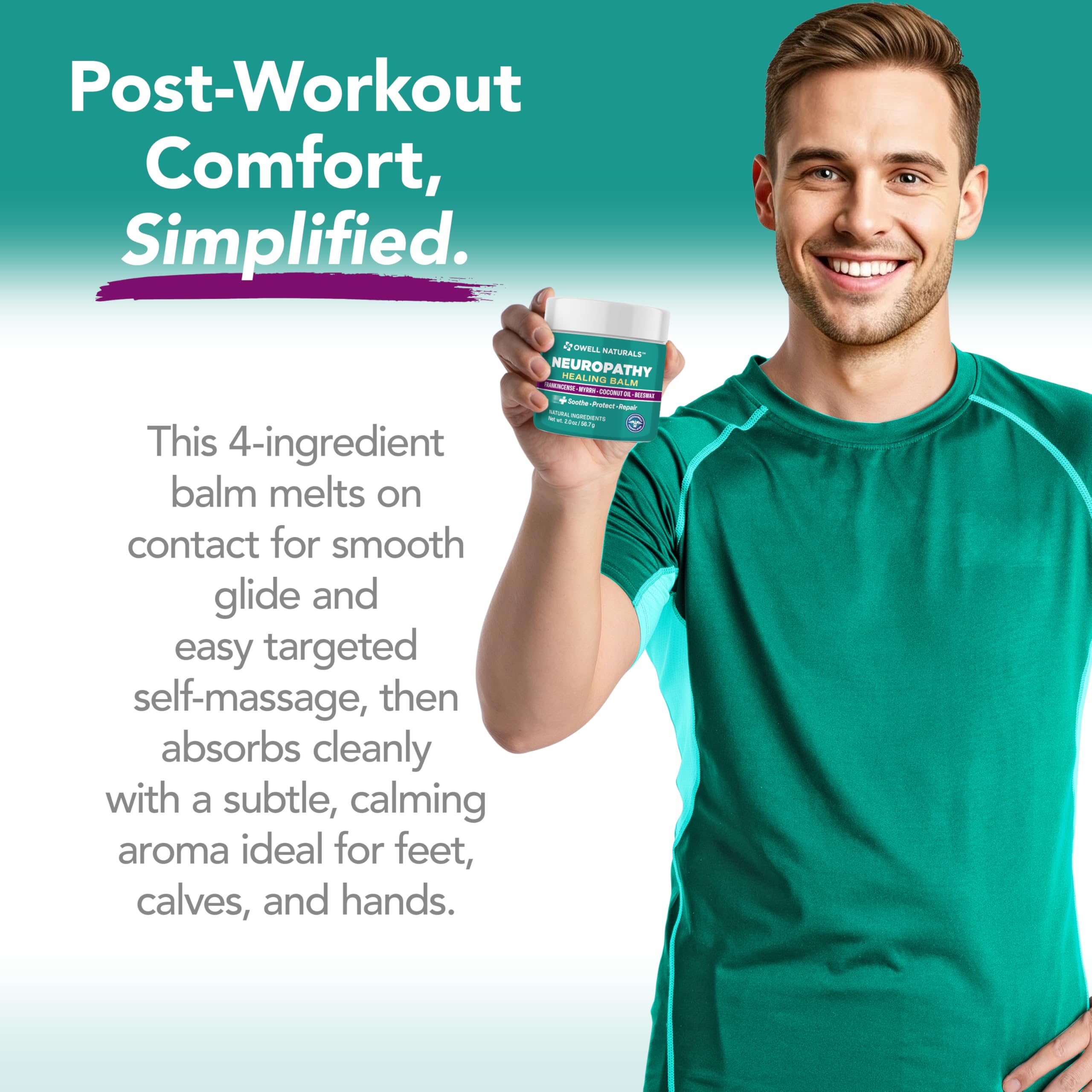 Owell Naturals Neuropathy Balm, cera de abejas para sellar humedad.