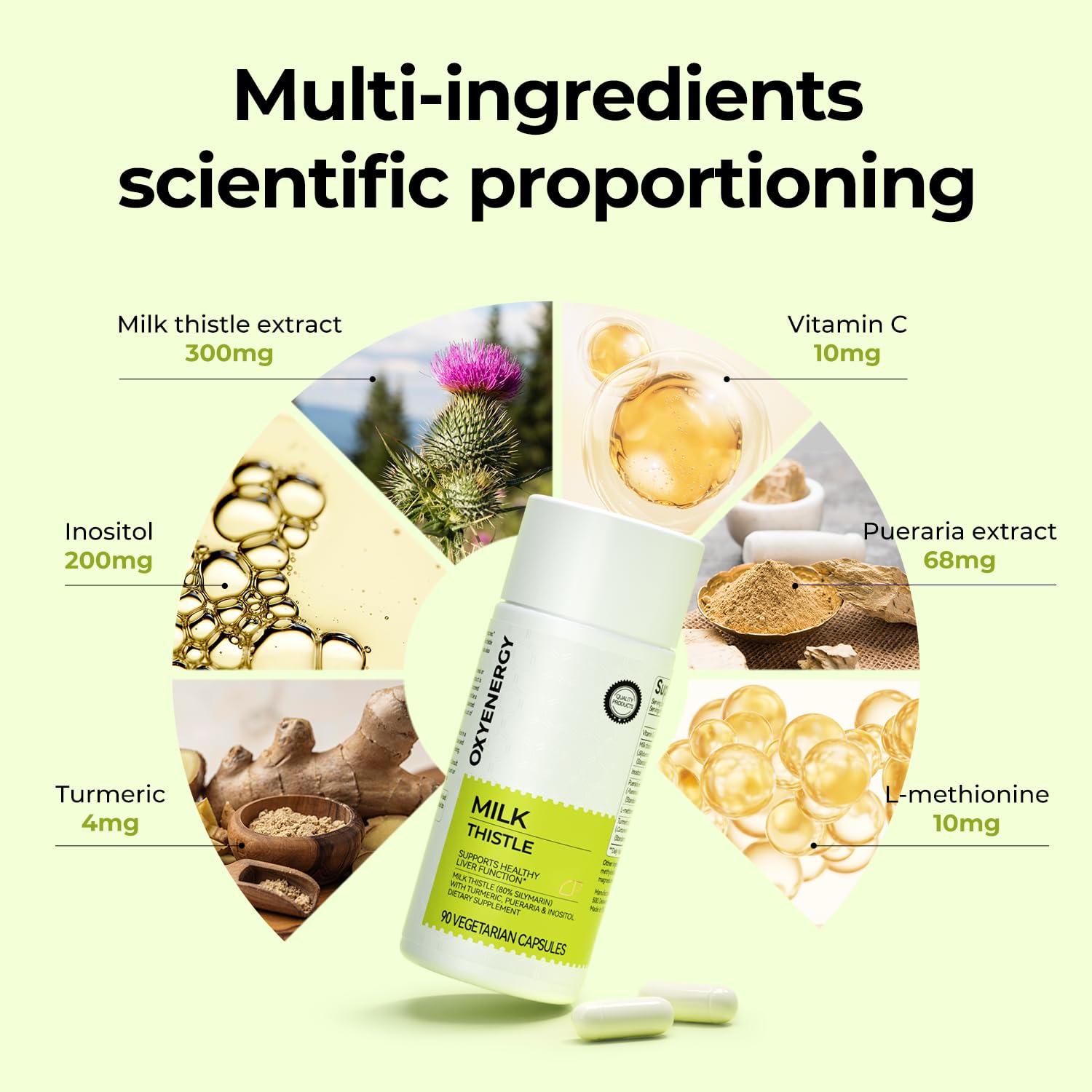 OxyEnergy cardo mariano 80% silimarina para apoyo suave del hígado.
