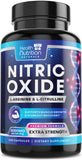 Oxido nítrico Health Nutrition Naturals: botella destacando la fórmula para energía sostenida.