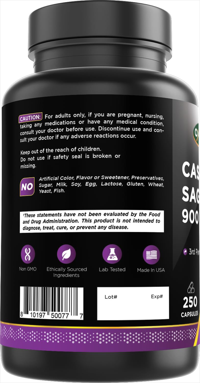 Oxify Cascara Sagrada detalle de empaque: 250 cápsulas listas para usar.