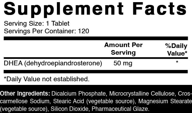 Oxify DHEA, botella con 120 tabletas, provisión conveniente para tu rutina.