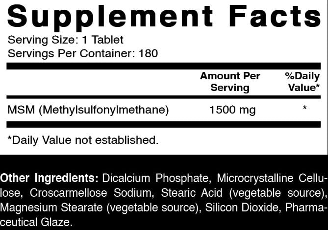 Oxify MSM bote-180-tabletas: suministro para rutina diaria.