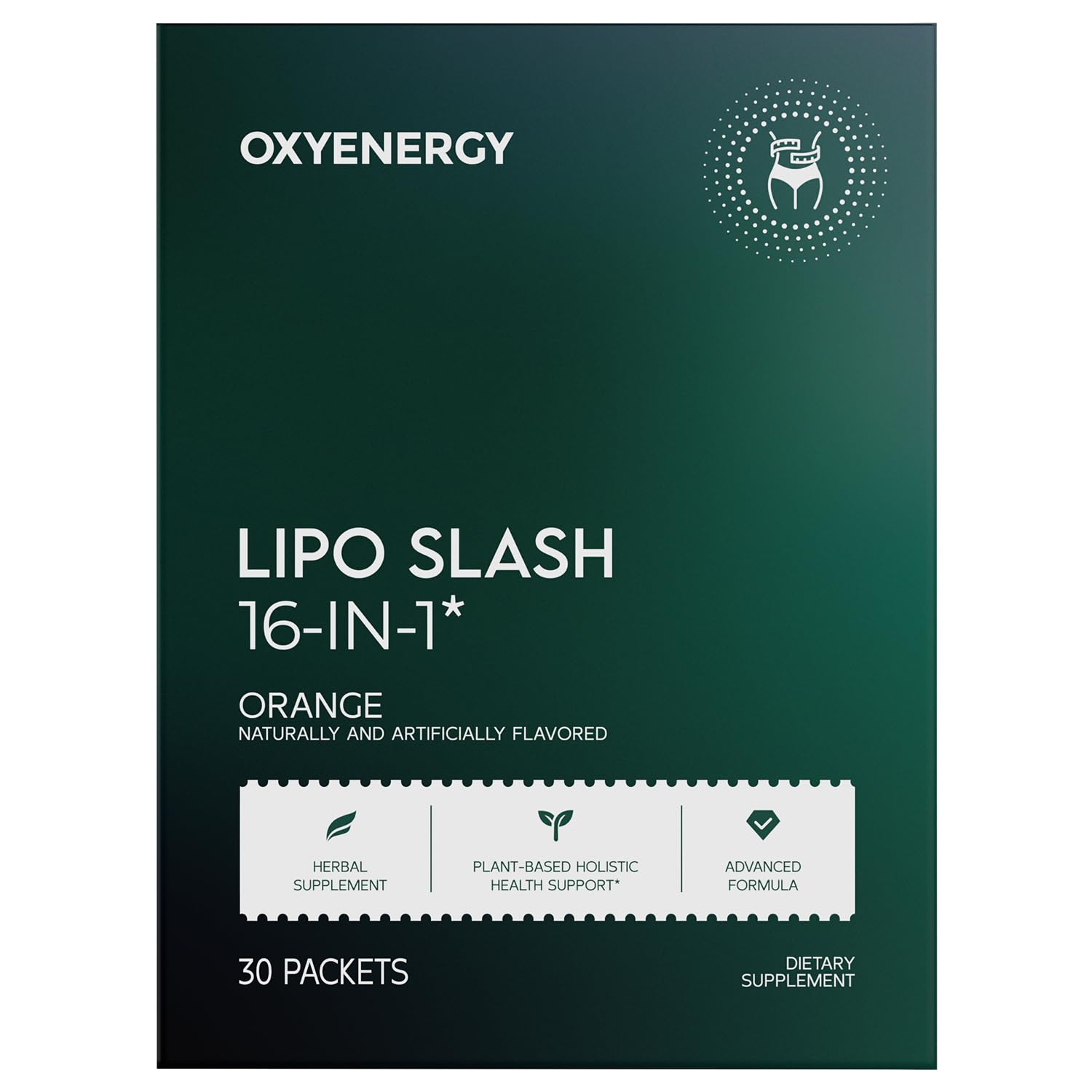 OxyEnergy LIPO Slash sobre naranja, sabor agradable para apoyo diario de control de apetito