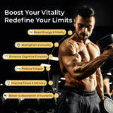 Cápsulas veganas de Shilajit de OxyEnergy, libres de gluten y lácteos.