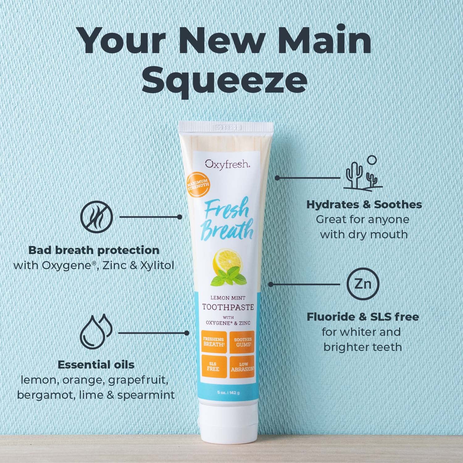 Oxyfresh, espuma dentífrica suave para una limpieza eficiente.