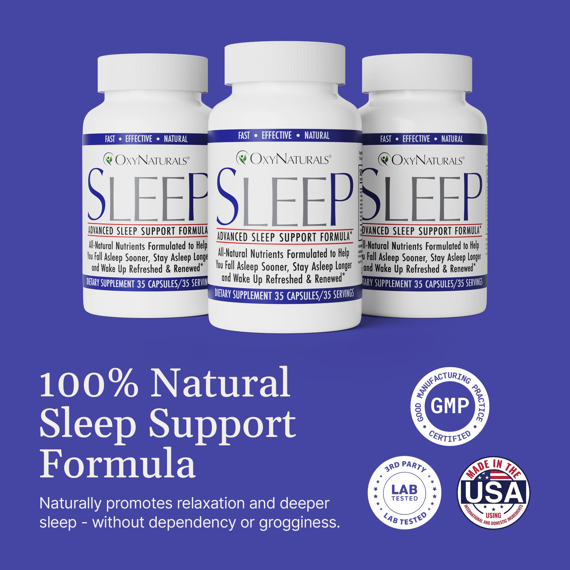 OxyNaturals Sleep cápsulas dentro del frasco muestran la textura suave