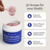 OxyNaturals OxySpark, cuchara de medición para dosis diaria precisa.