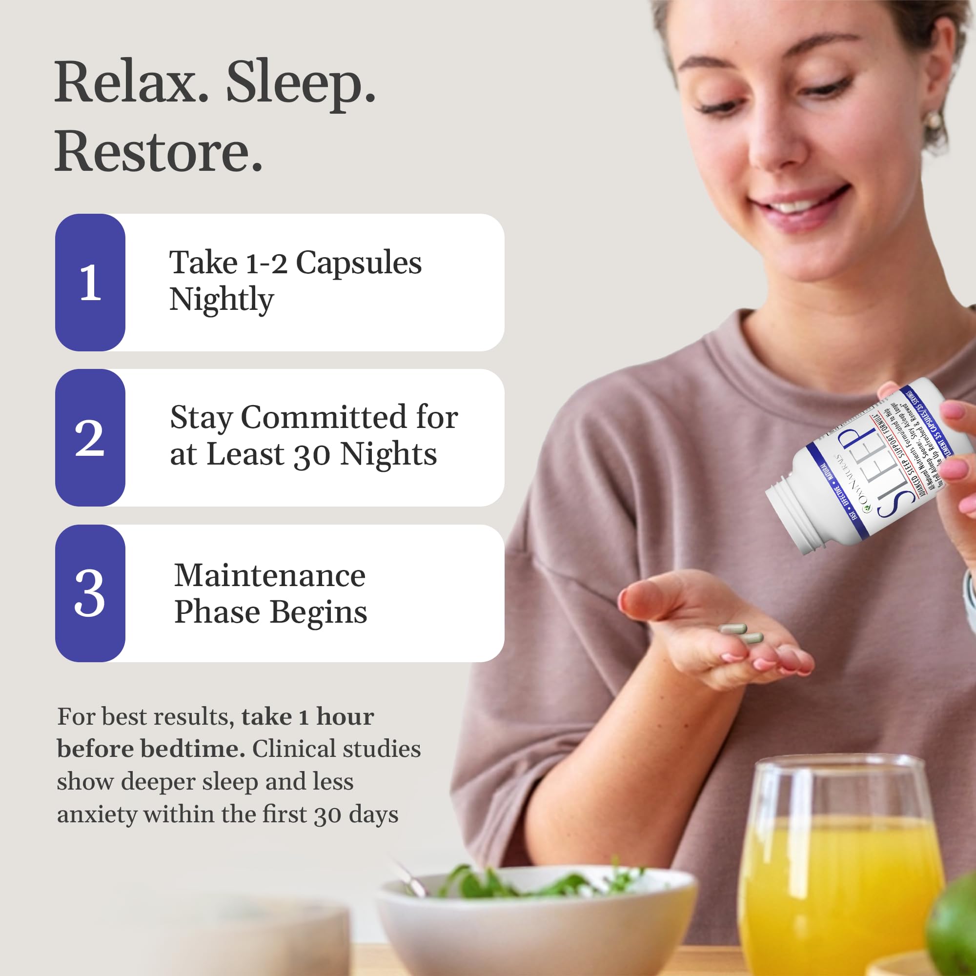 OxyNaturals Sleep uso nocturno en la mesita de noche