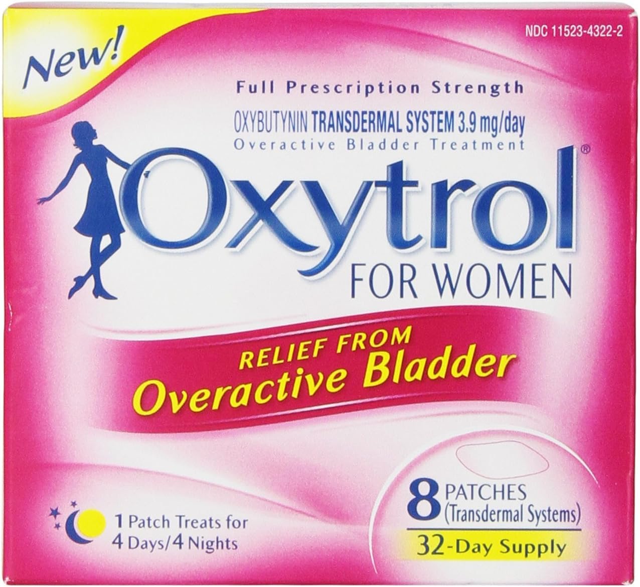 Oxytrol para mujer parche uso diario, apoyo discreto para el manejo diario de síntomas.