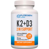 P Puregen Labs dúo D3 y K2 MK7 en cápsulas; suministro de 120 días