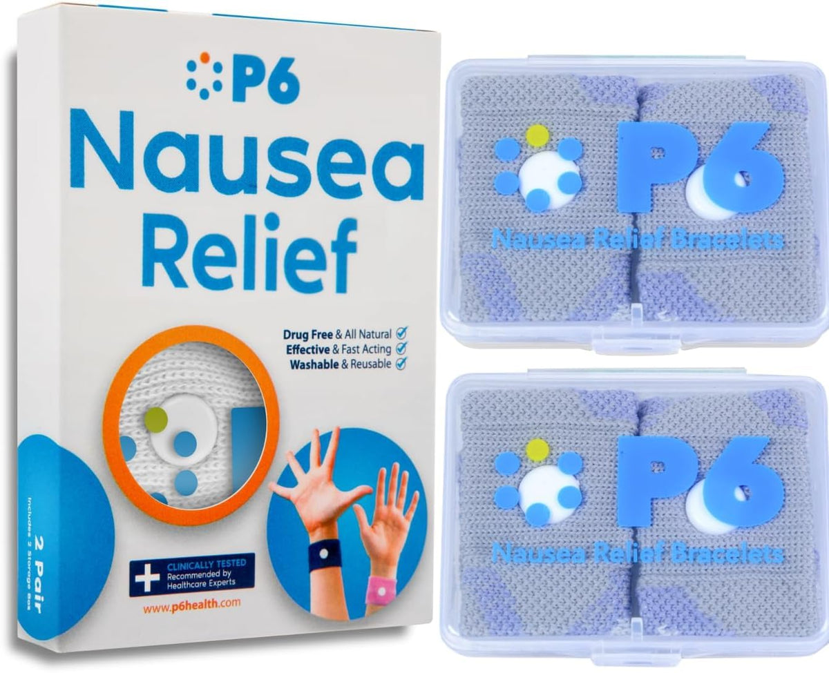 Bandas P6 para mareo en la muñeca, alivio natural para viajes.