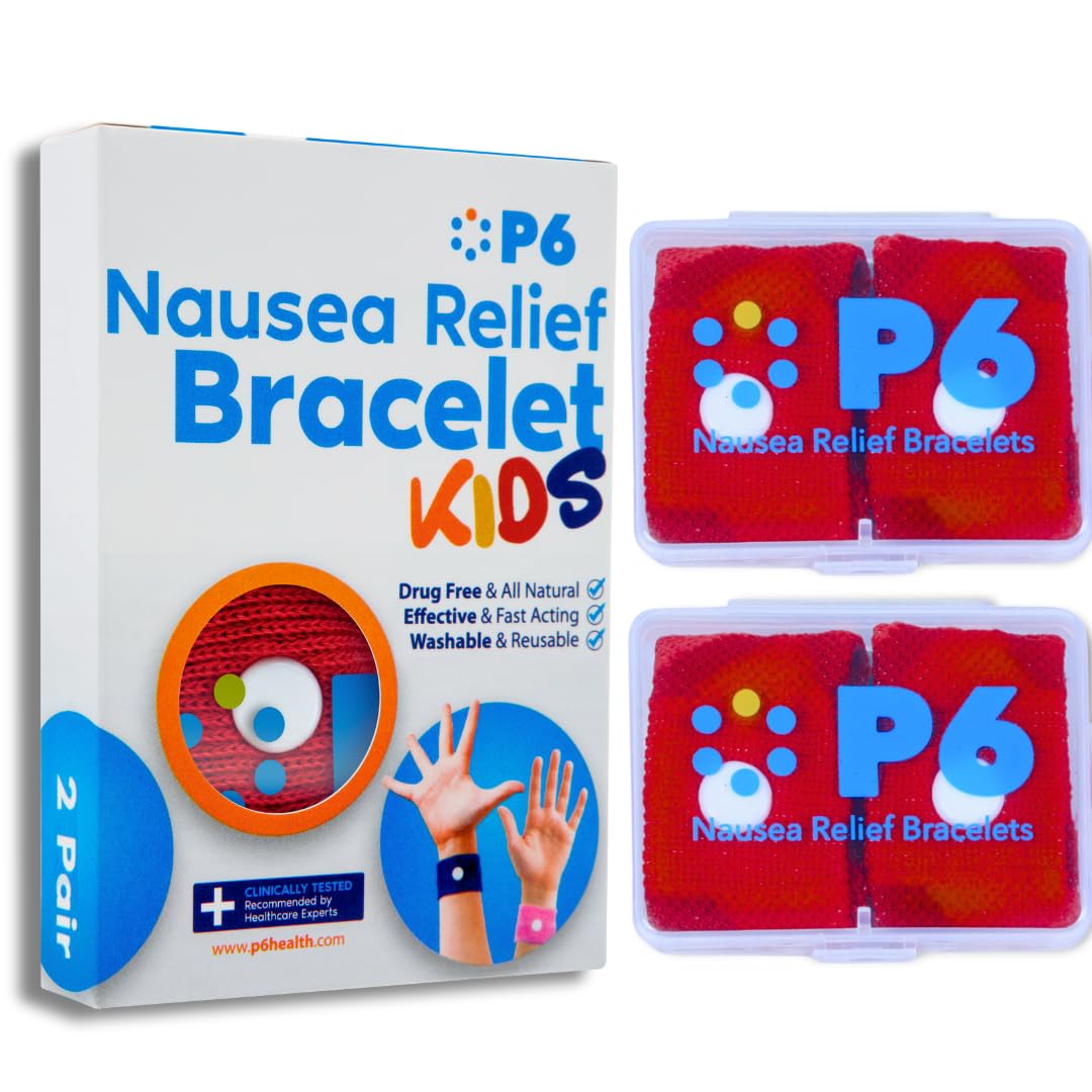 Pulseras P6 Health Original para nauseas rojas, posibles alivios durante viajes.