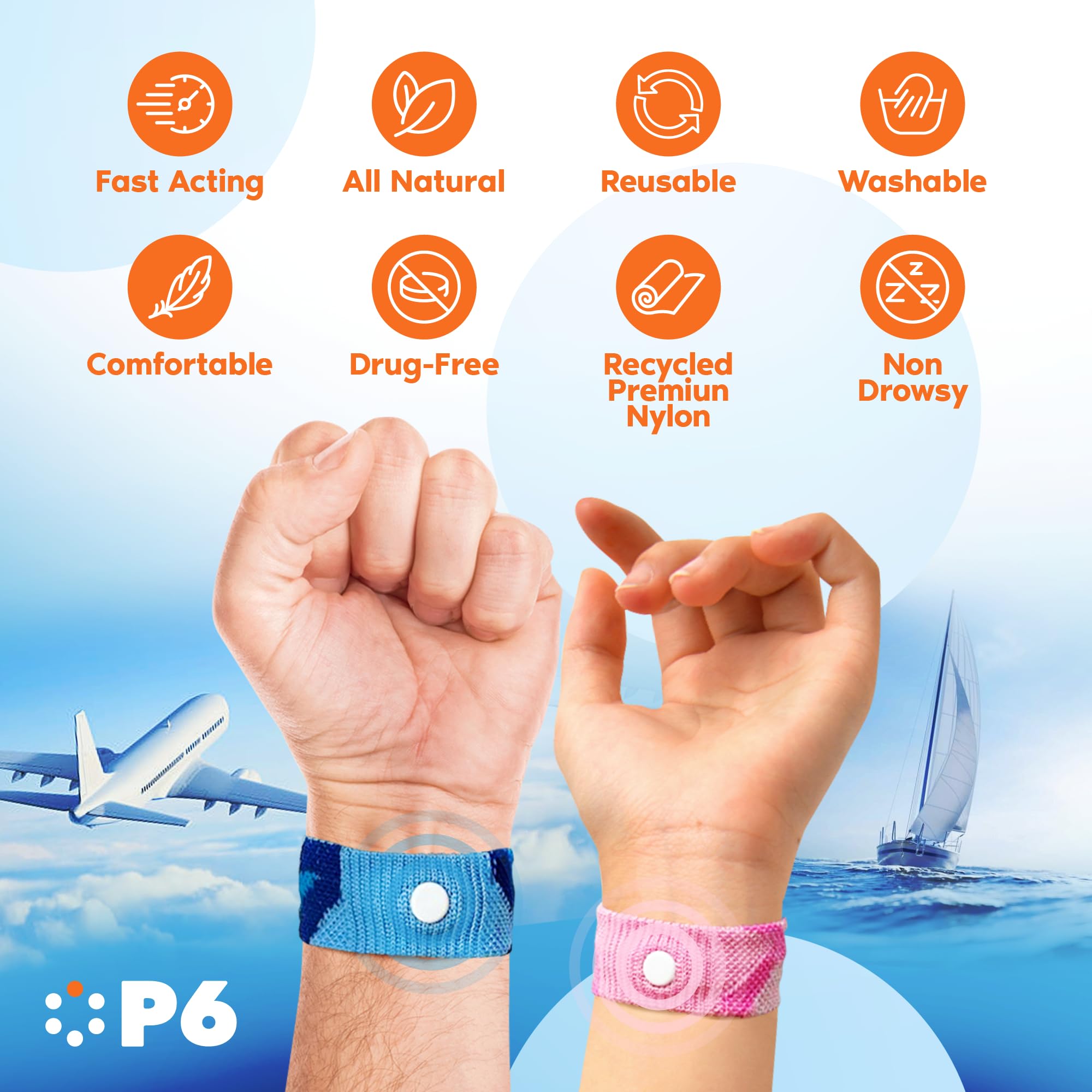 Pulsera P6 usada en crucero para náuseas