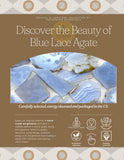 Pachamama Essentials ágata encaje azul, placa cercana para detalle visual calmante.