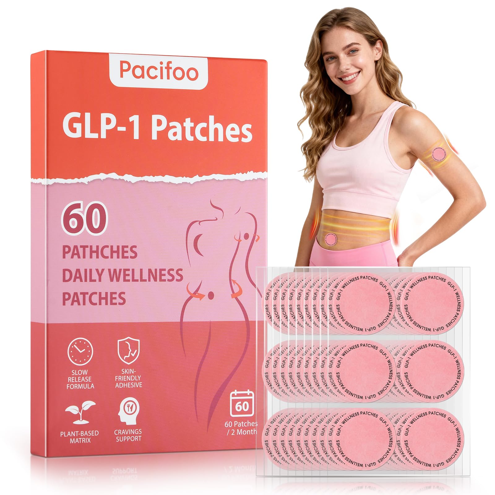 Pacifoo Parches GLP-1: empaque frontal, opción conveniente para uso diario