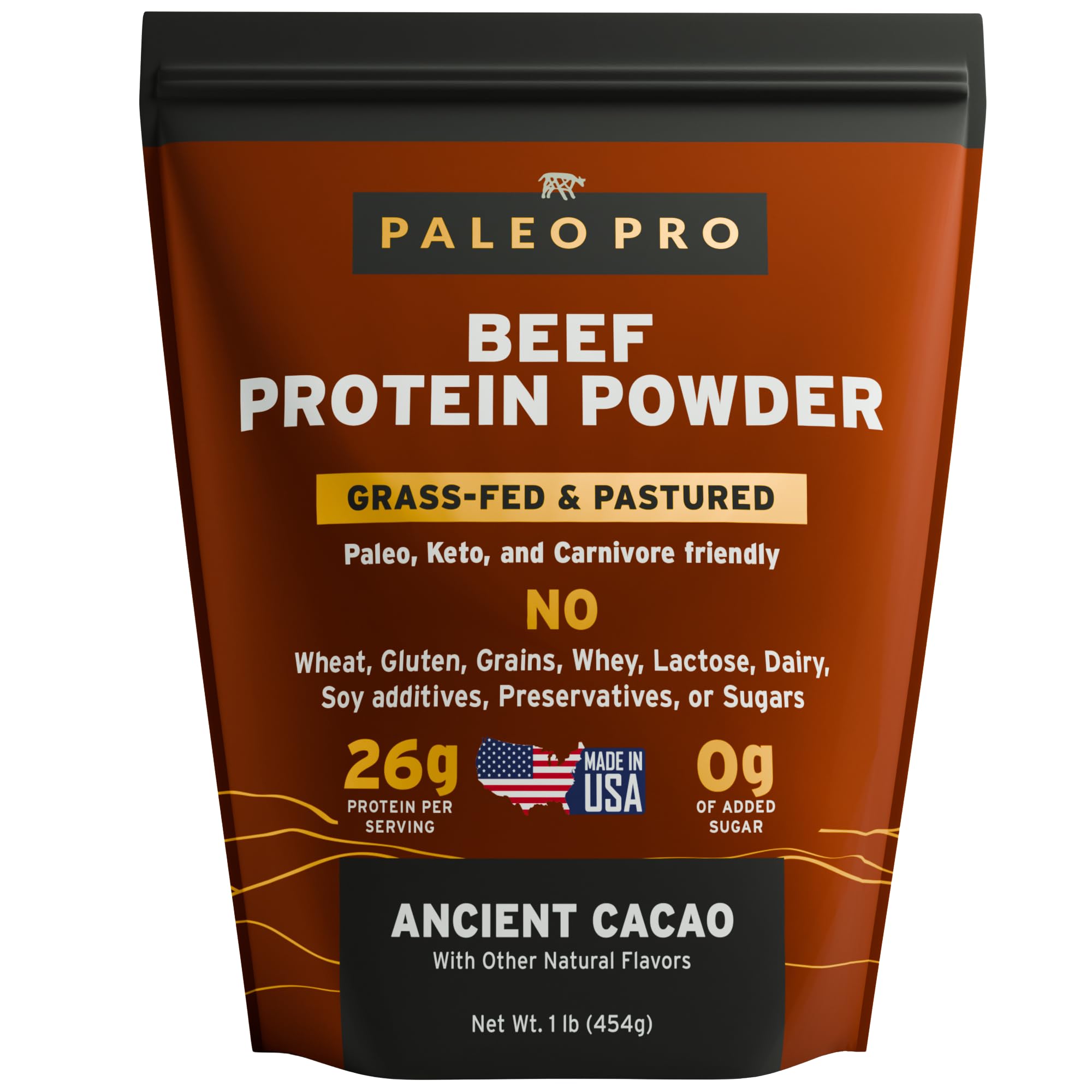 Paleo Pro proteina de carne, envase frente, ideal para dieta paleo y keto.