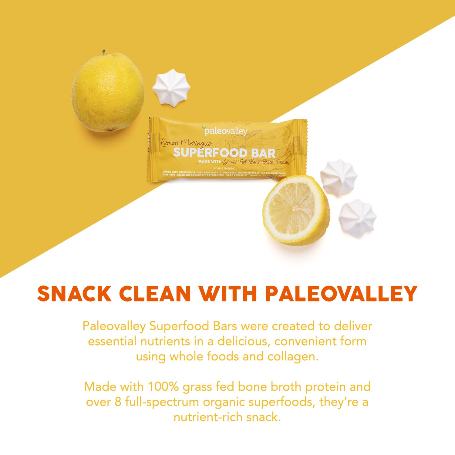 Proteína de caldo de hueso en Paleovalley limón merengue para rutina diaria