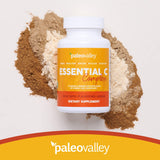 Rutina diaria con Paleovalley Esencial C Complejo en la mesa de desayuno