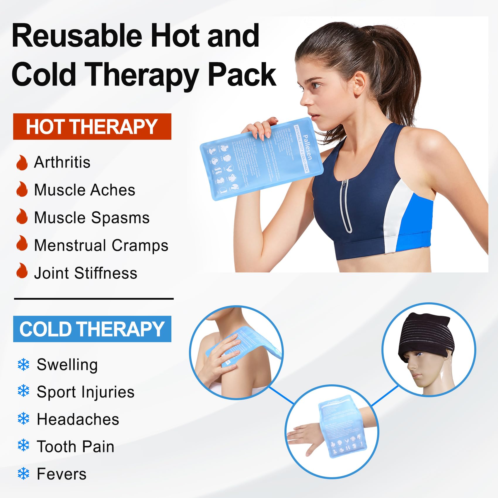 Pallesen Ice Pack azul, diseño cómodo para uso diario.