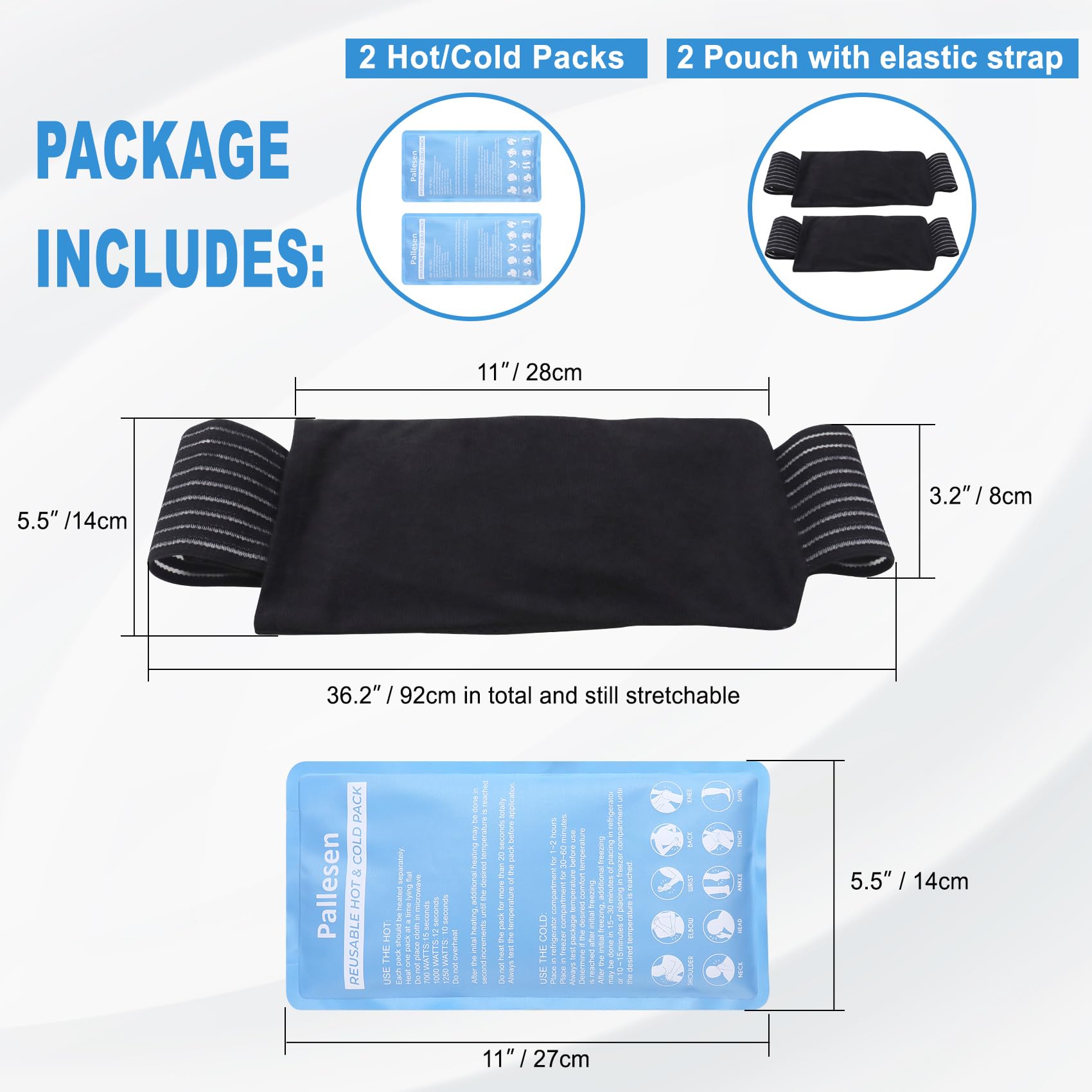 Pallesen Ice Pack flexible al frío o calor, se adapta a la zona afectada.