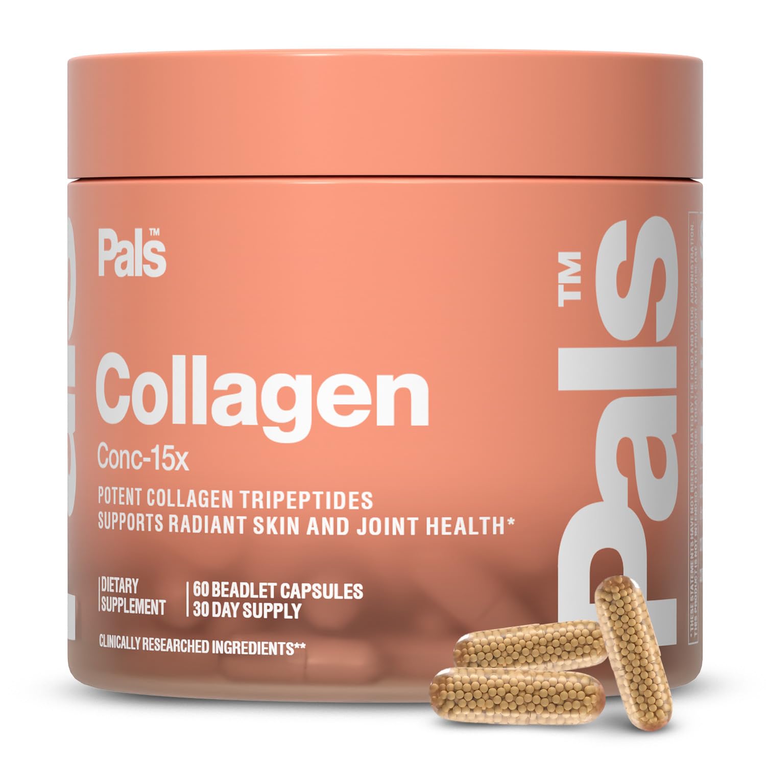 PALS cápsulas de colágeno marino, botella; apoyo para piel radiante y articulaciones flexibles