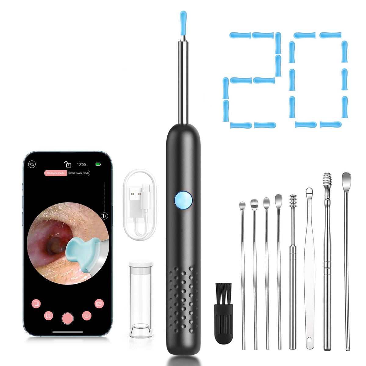 Cámara Pamelegy para oreja con visión 1080p, para ver la cera con claridad.