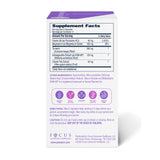 Pamprin Botanicals: etiqueta de ingredientes que destacan botánicos y vitaminas clave para el equilibrio del ciclo.