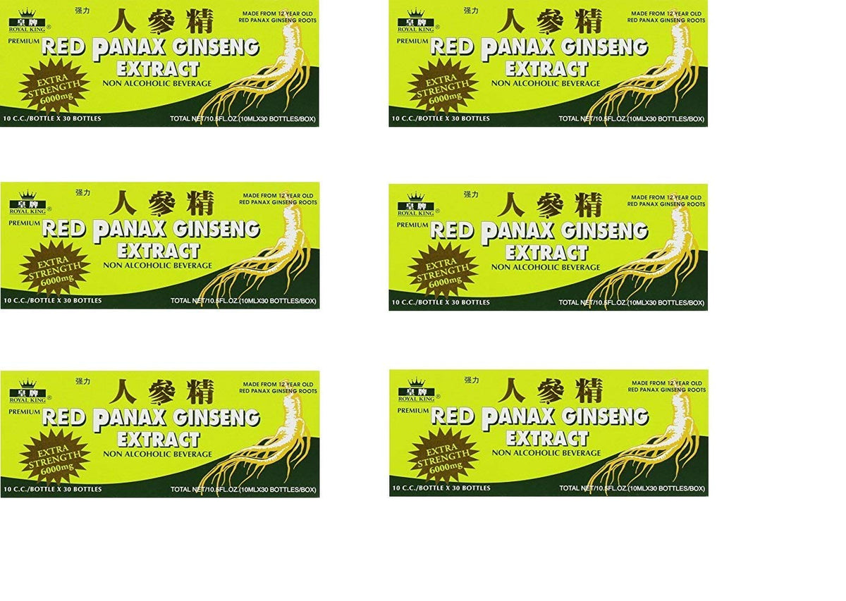 Royal King Red Panax Ginseng, empaque de 6 cajas, sabor agradable para energía diaria