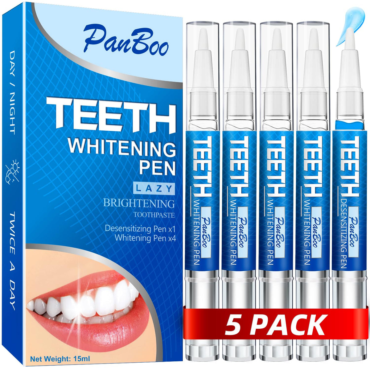 Pankoo blanqueamiento dientes bolígrafo: uso diario en casa para sonrisa más brillante