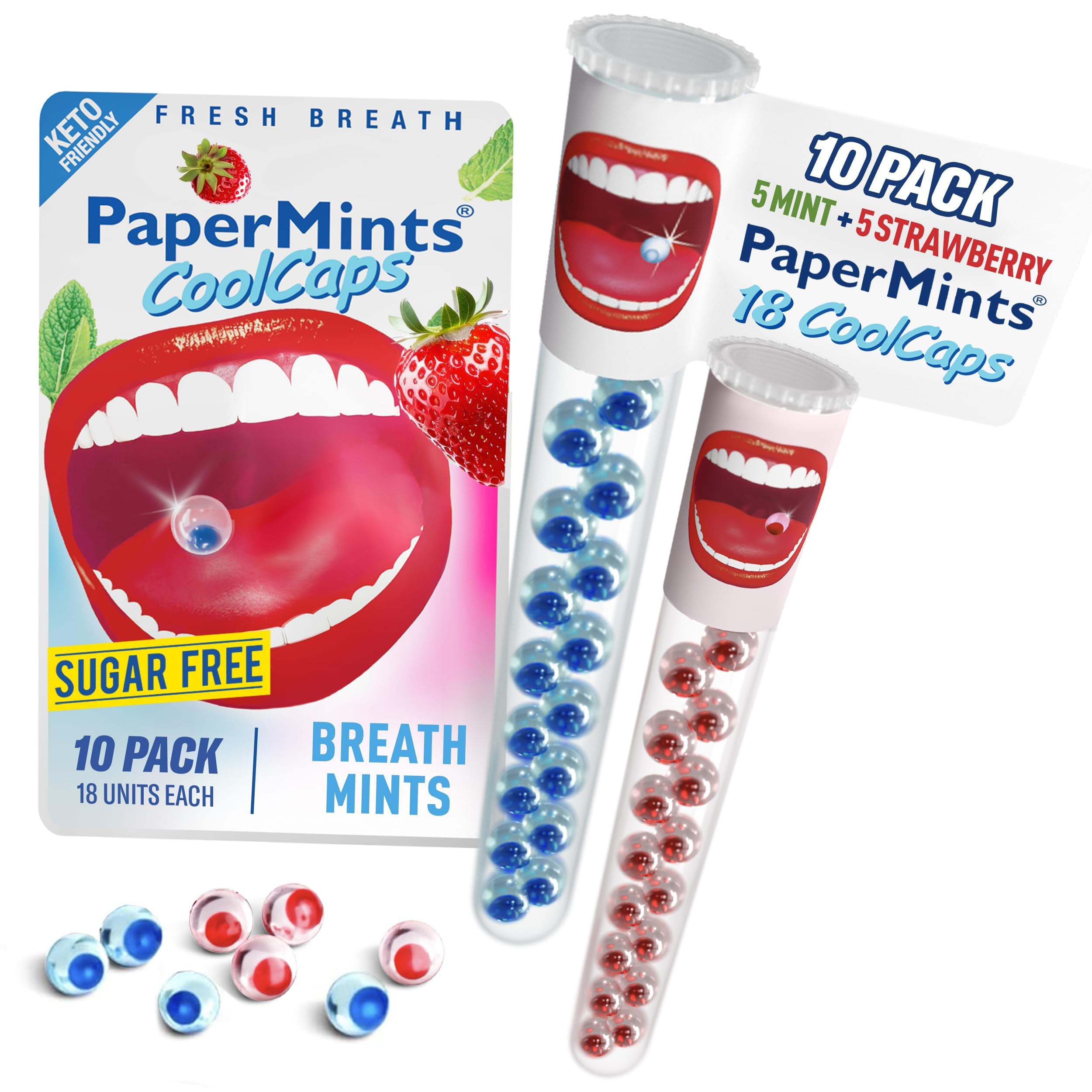 Papermints CoolCaps aliento fresco instantáneo, ideal para reuniones y salidas.