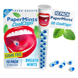 Papermints CoolCaps: envase de tubos, fácil de llevar para uso diario.