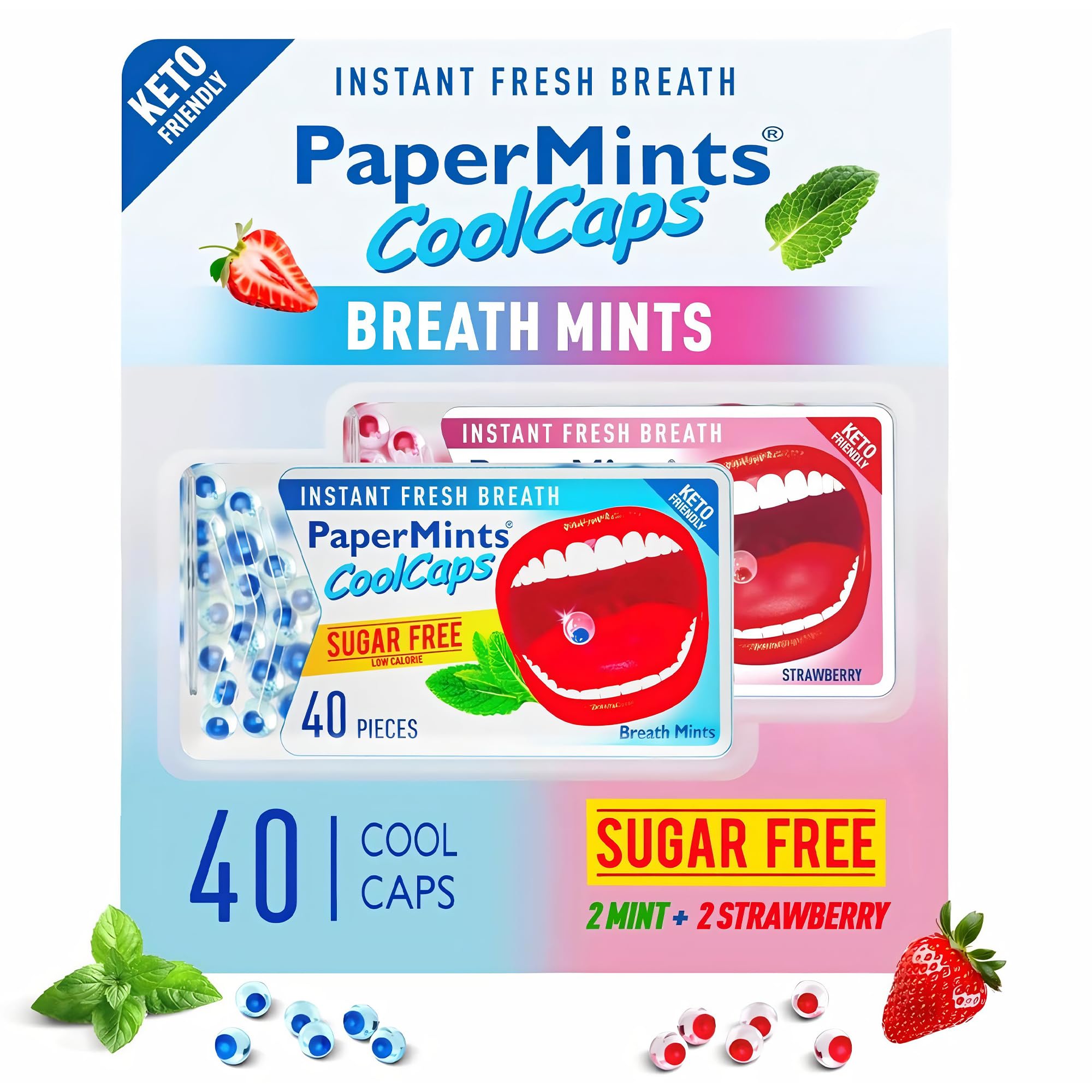 Papermints CoolCaps ofrece frescura instantánea al morder, ideal para reuniones.