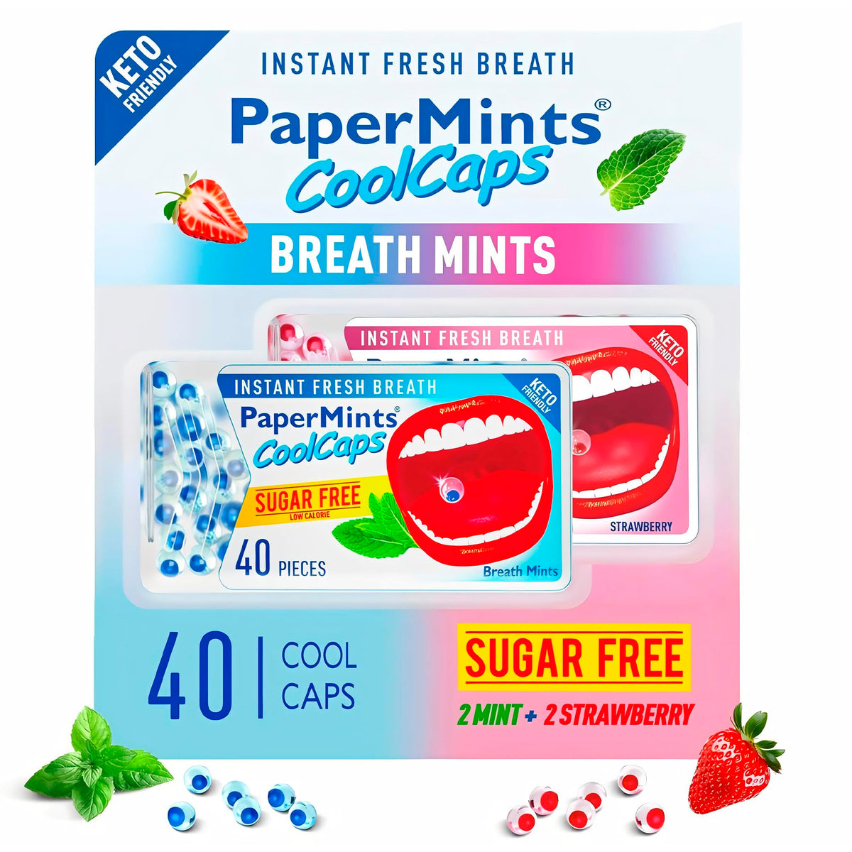 Papermints CoolCaps ofrece frescura instantánea al morder, ideal para reuniones.