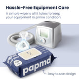 PAPMD toallitas CPAP sin enjuague para limpieza rápida.