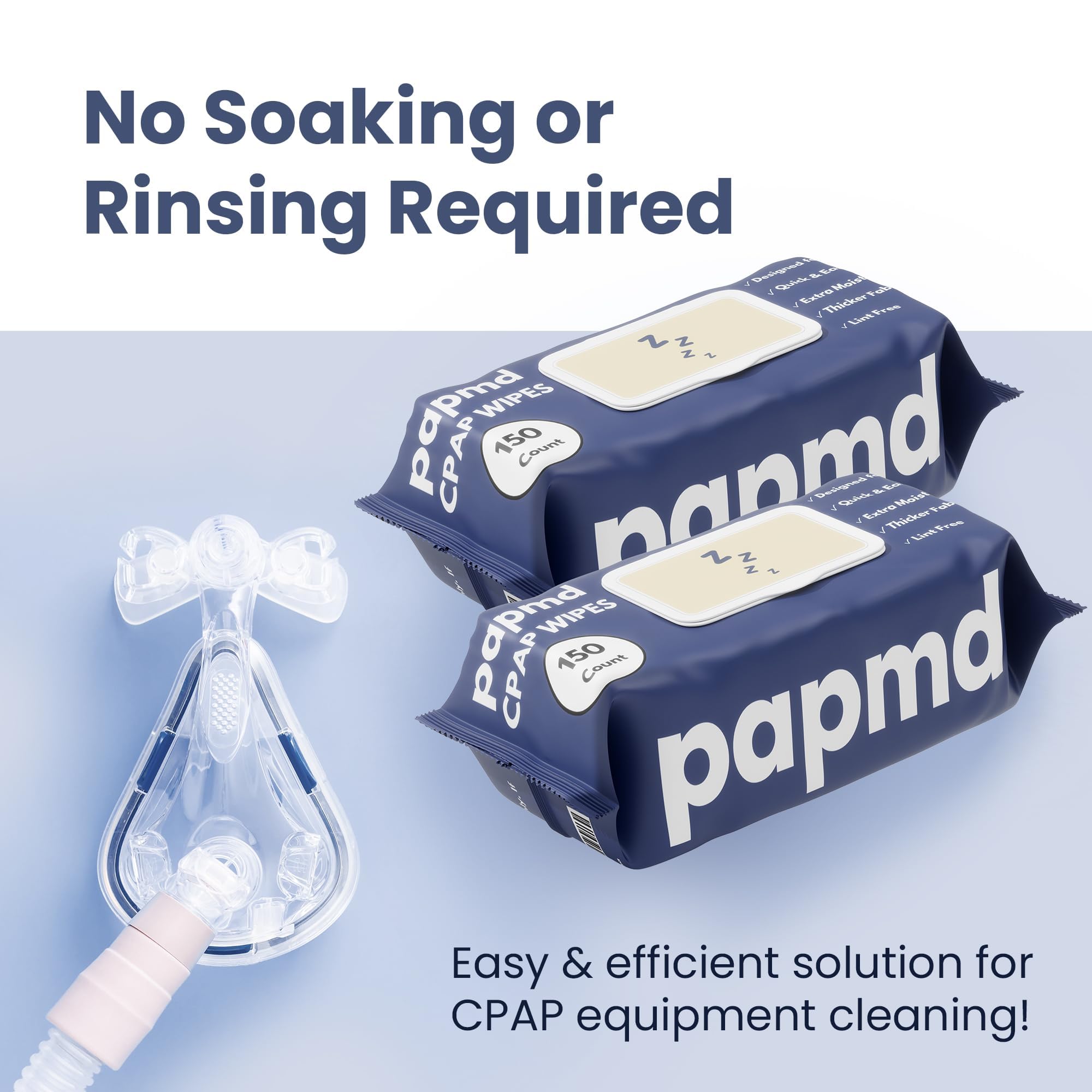 PAPMD toallitas CPAP con tejido sin pelusa para uso suave.