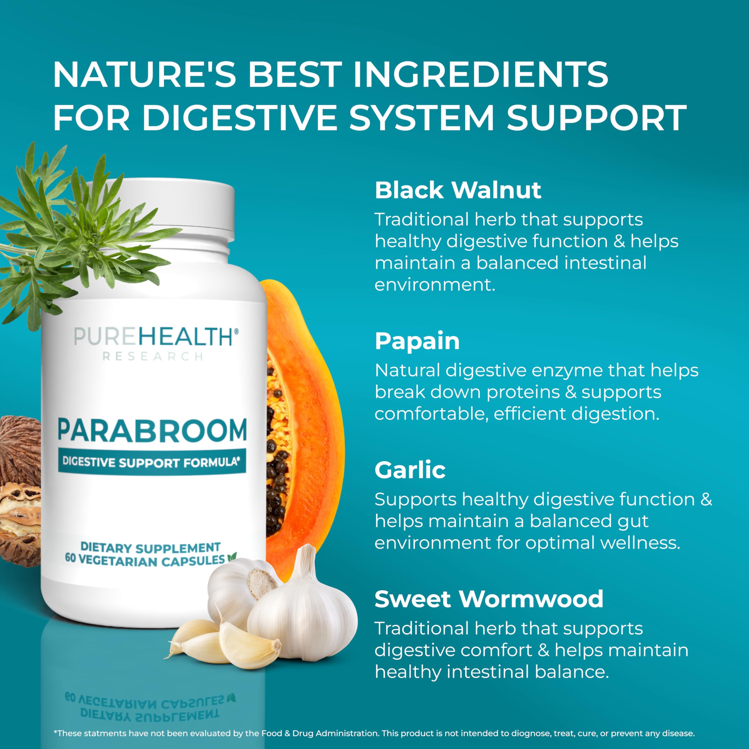 Parabroom, ajo y cebolla, uso diario para apoyar la salud digestiva.