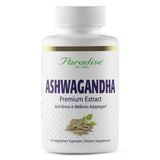 Paradise Herbs Ashwagandha: botella con cápsulas para energía sostenible y bienestar diario