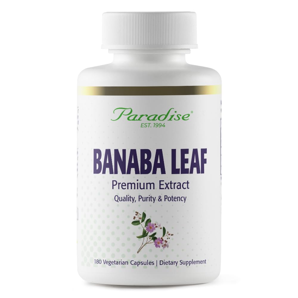 Paradise Herbs Banaba, extracto 12:1 en cápsulas, apoyo antioxidante diario.