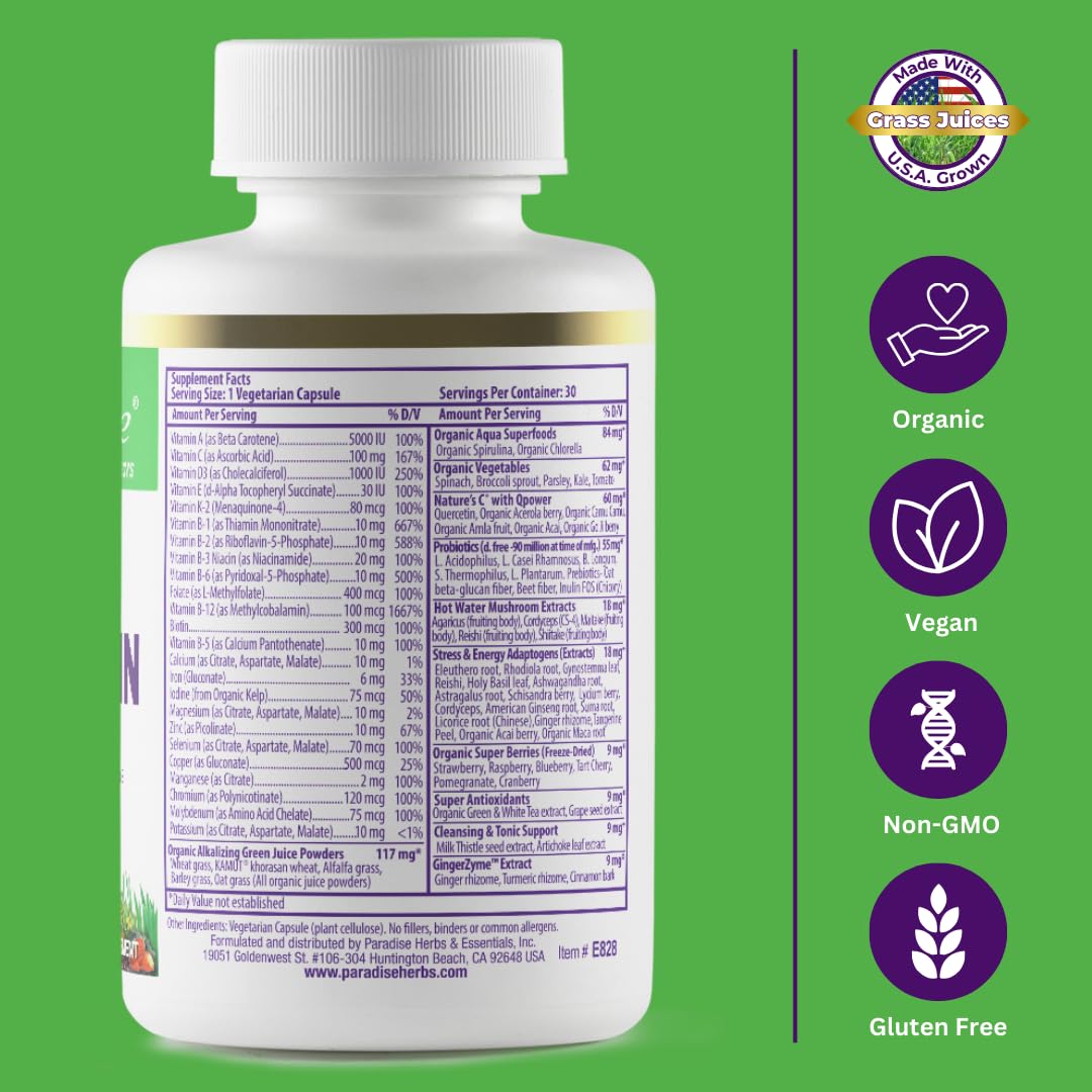 Paradise Herbs Earth’s Blend: ingredientes orgánicos visibles para nutrición diaria