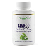Paradise Herbs Ginkgo Biloba Extract, botella de cápsulas para apoyo diario de la atención