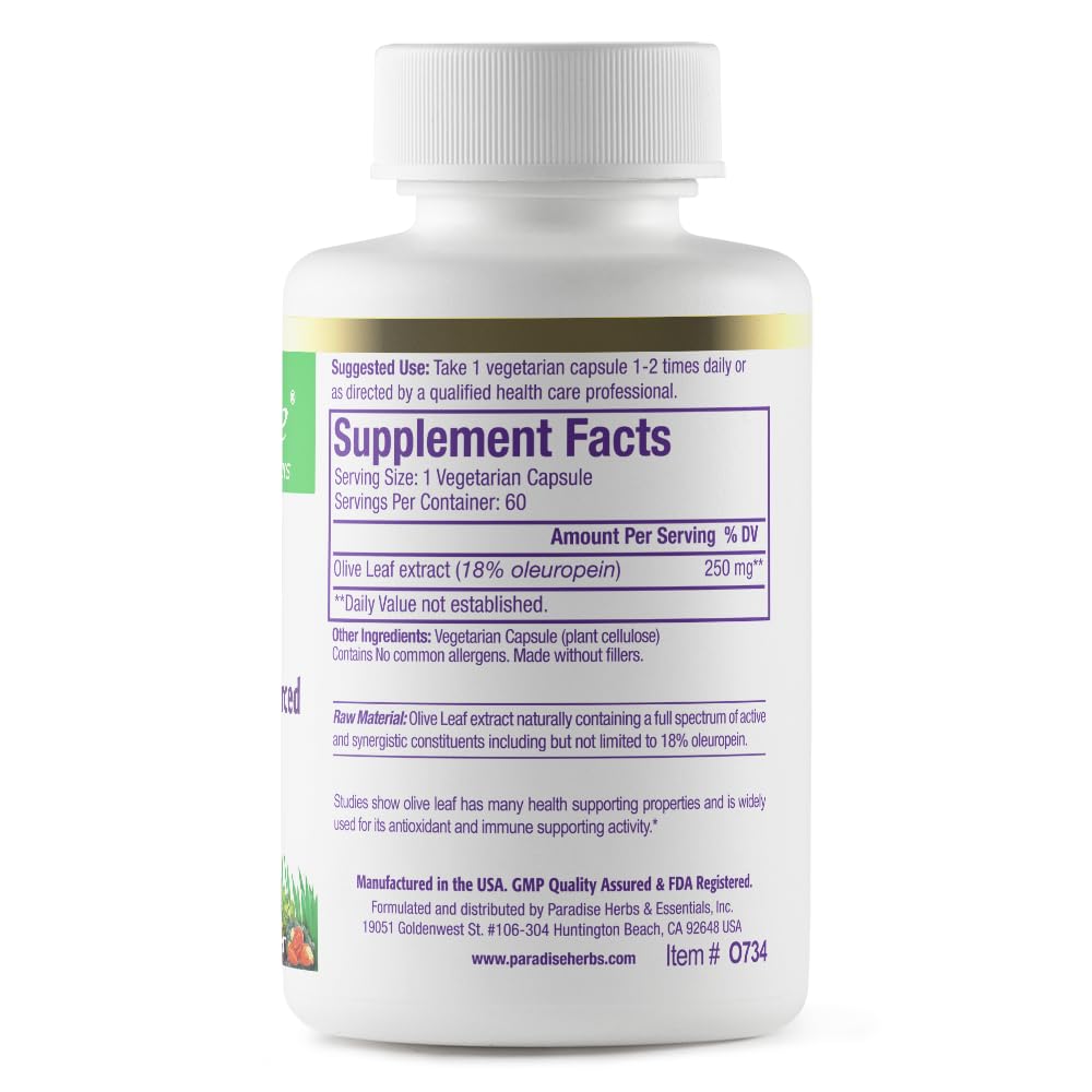 Paradise Herbs Olive Leaf Extract con hojas de olivo para bienestar diario