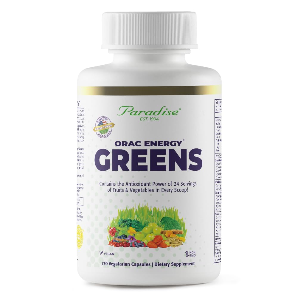 Paradise Herbs ORAC Energía cápsulas frente: antioxidantes potentes para energía diaria.