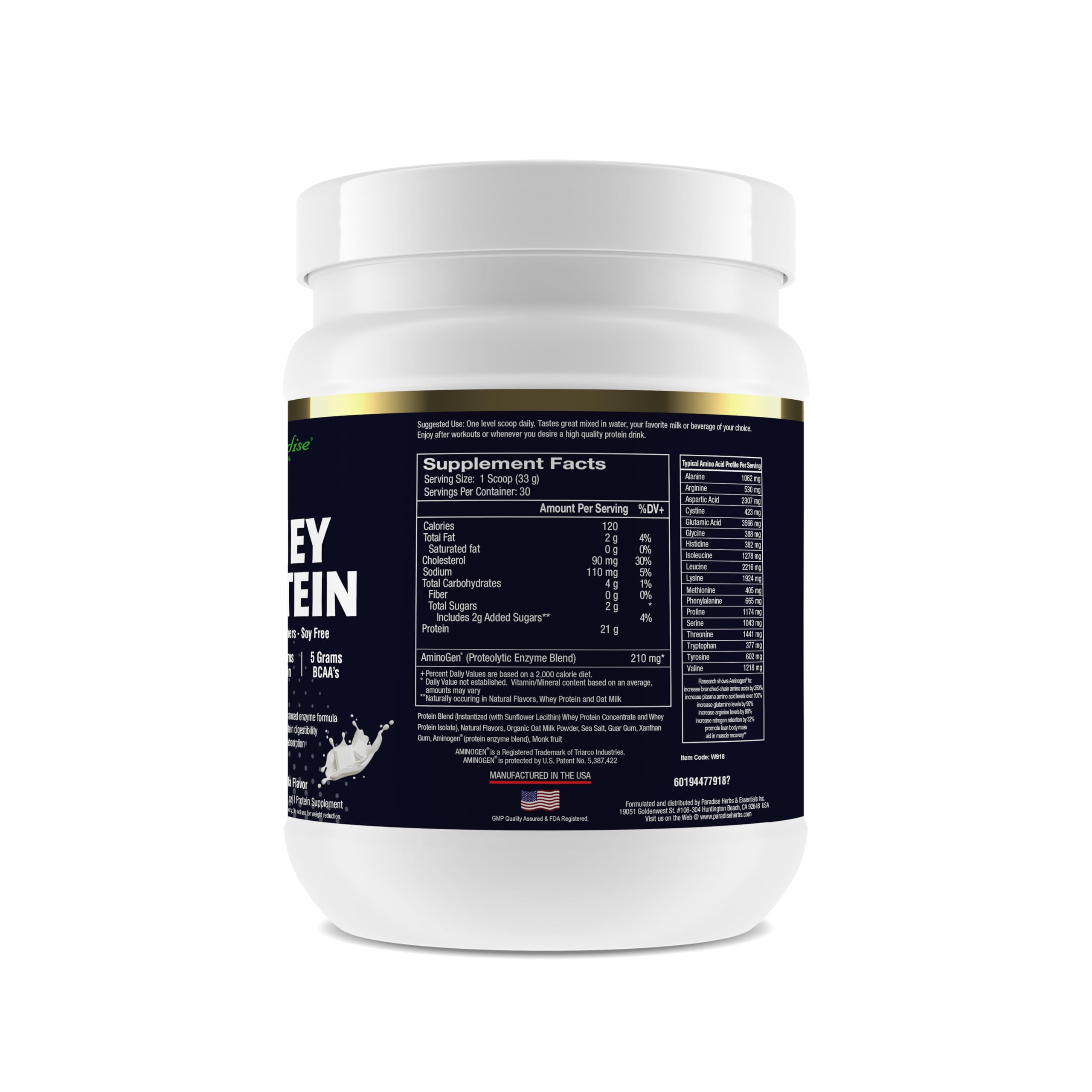 Proteína Paradise Herbs vainilla en taza para batidos suaves y rápidos