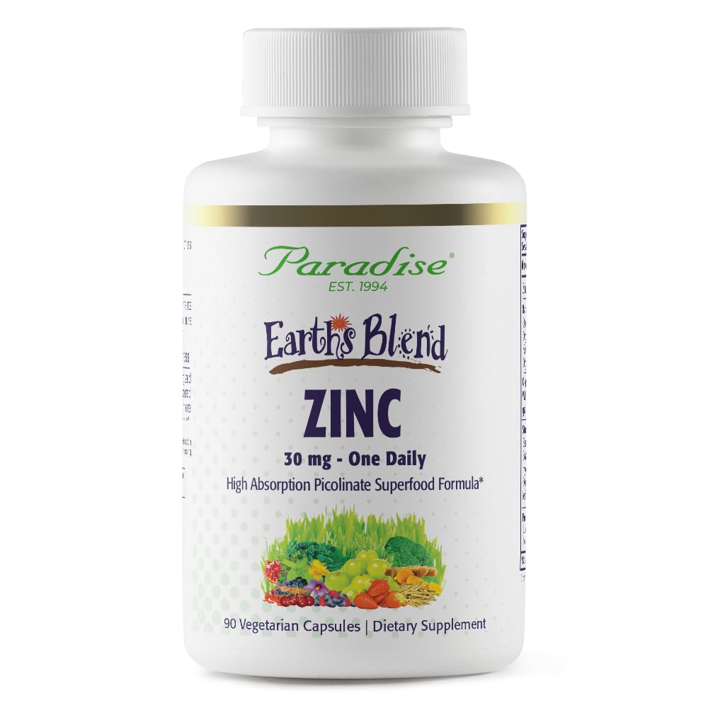 Paradise Herbs Zinc picolinato cápsulas para apoyo inmunológico potencial.