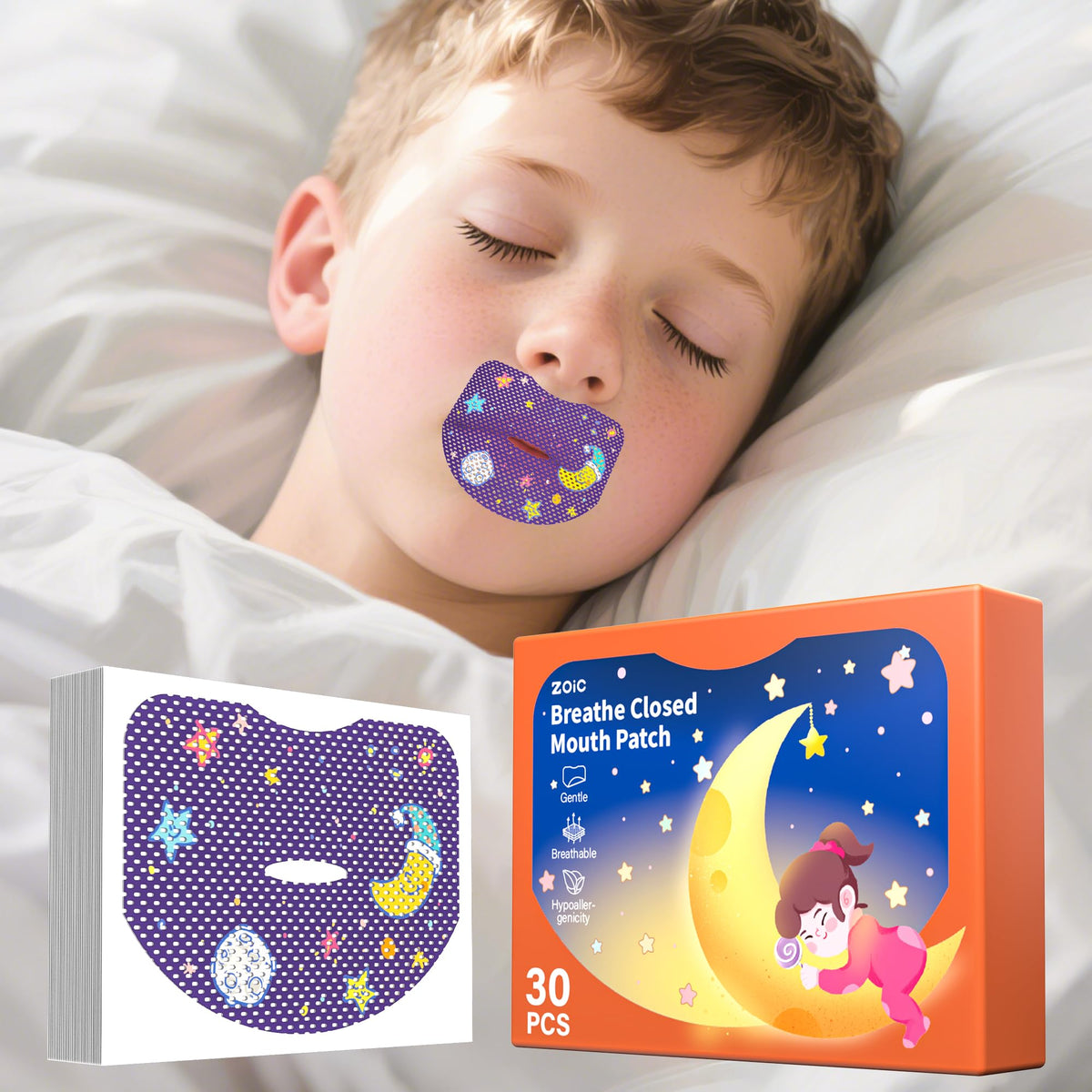 Parche corrección respiración bucal para niños, uso nocturno y respiración nasal.