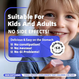 Parhaat hierro suave masticable, etiqueta de nutrientes, revela hierro y vitamina C para absorción.