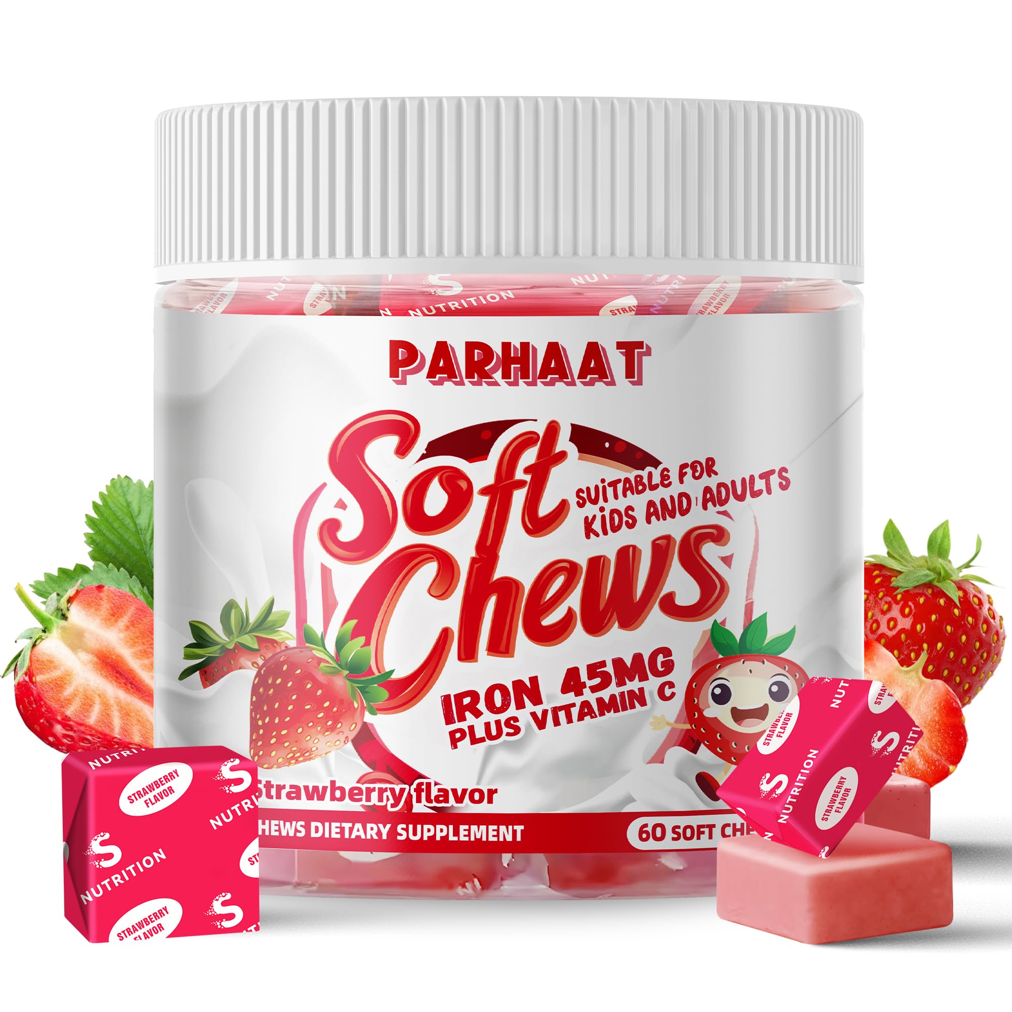 Parhaat hierro gomitas sabor fresa para energía diaria