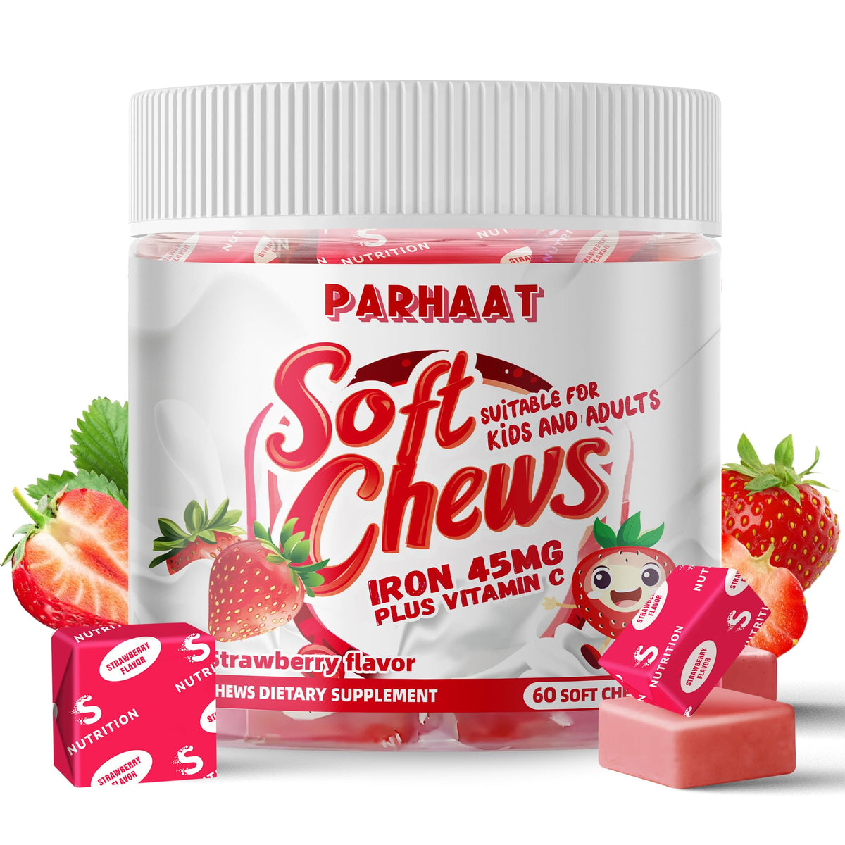 Parhaat hierro gomitas sabor fresa para energía diaria