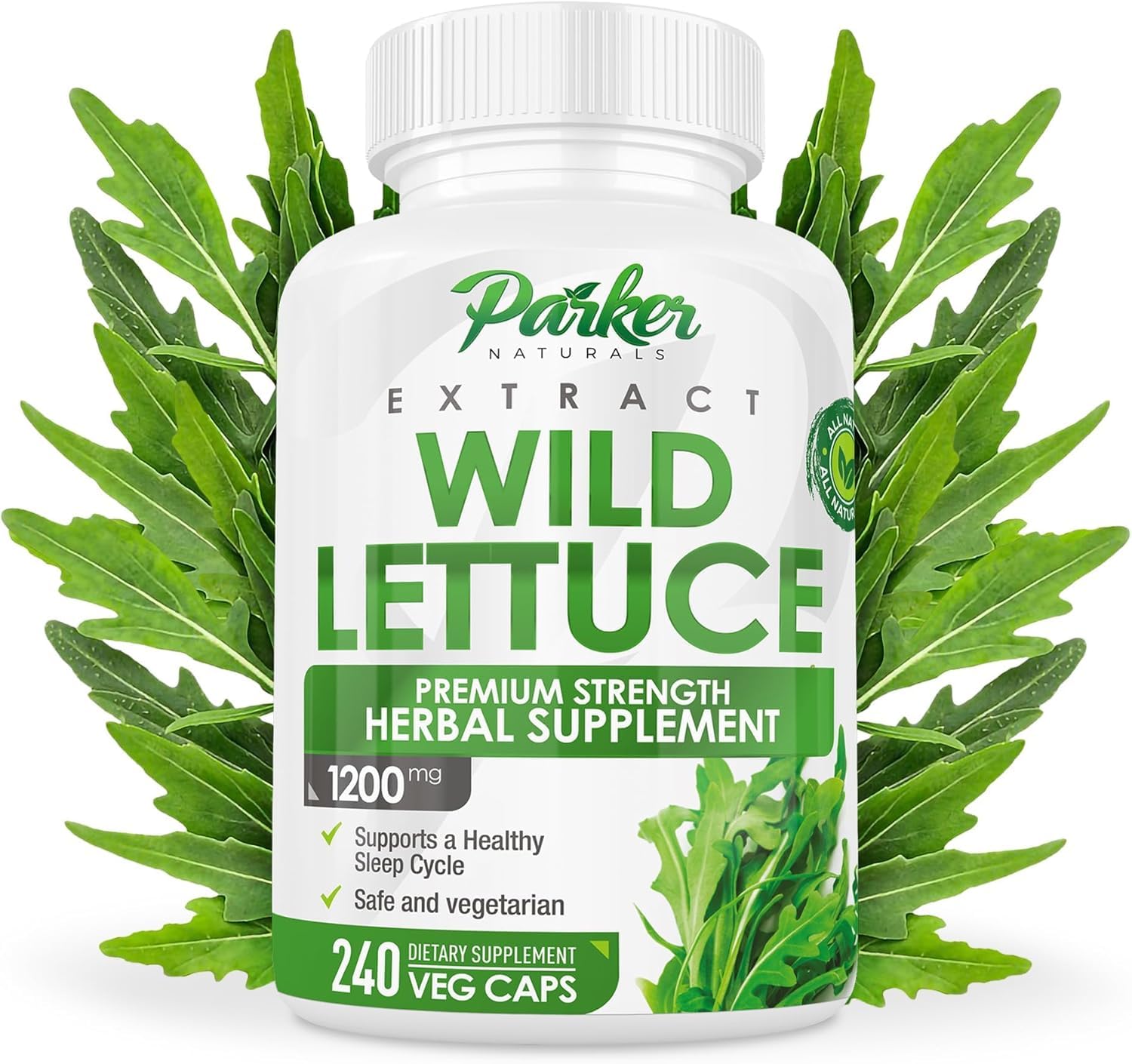 Parker Naturals Wild Lettuce Extract, bote frente: promueve relajación para un descanso nocturno.